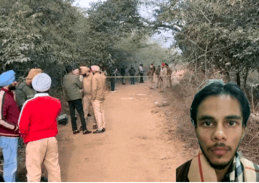 कबड्डी प्लेयर राणा बलाचौरिया के हत्यारोपी करन डिफाल्टर के एनकाउंटर के बाद मौके पर मौजूद पुलिस टीम। इनसेट में करन डिफाल्टर की फाइल फोटो।
